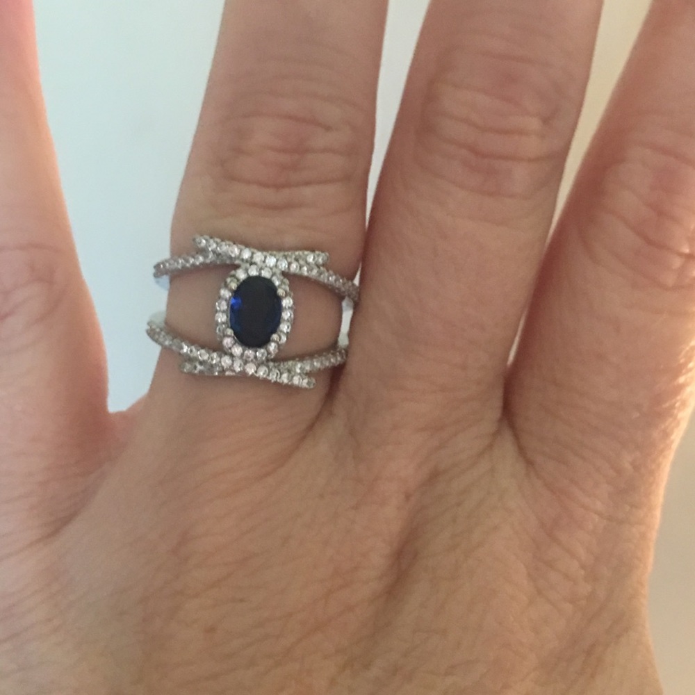 Blue And White Sapphire Ring